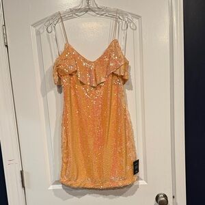 Lulu's Orange Sequin Mini Dress